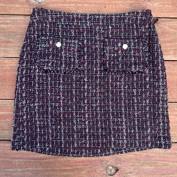 NWT Ann Taylor Loft 8P Mini Skirt | Purple Tweed Boucle Preppy Coquette Sparkle - Picture 3 of 16